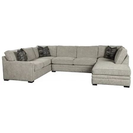 Contemporary 3-Piece Chaise Sectional with Pluma Plush Cushions